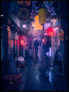 Tokyo Blue Rain Plakat eller Lerret - Plakatbar.no