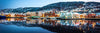 Vinterbilde fra Bryggen i Bergen - panorama lerret - Plakatbar.no