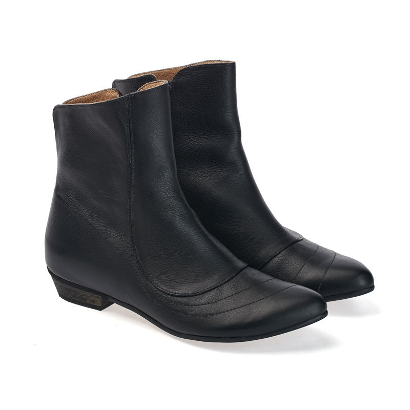 Black leather ankle boots, Kim