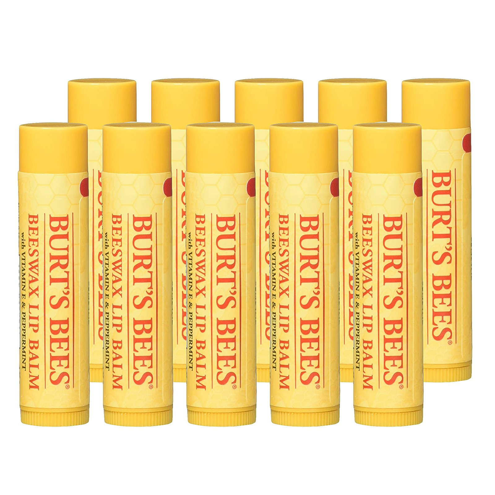 WHOLESALE BURT'S BEES BEESWAX LIP BALM WITH VITAMIN E & PEPPERMINT 0.15 OZ (PACK OF 10) - 48 PIECE LOT
