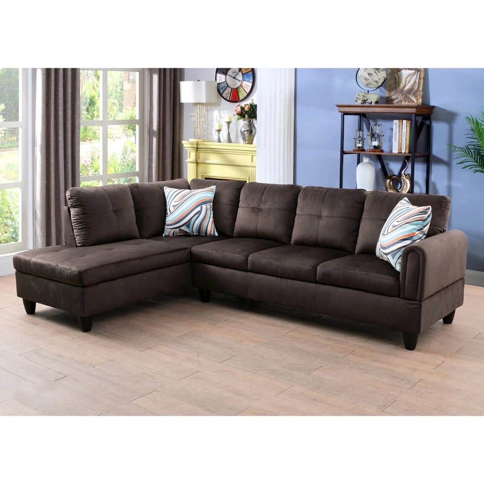 Hommoo Convertible Sectional Sofa Couch, Modern L-Shaped Couch Sofa Sectional for Small Living Room, Apartment and Small Space, Dark Brown