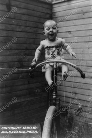 Baby On Antique Bike 1899! 4x6 Reprint Of Old Photo - Photoseeum