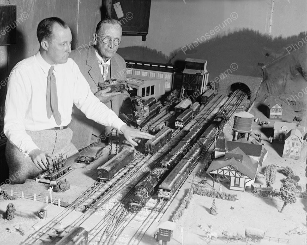 Men Playing With Toy Trains 1929 Vintage 8x10 Reprint Of Old Photo ...