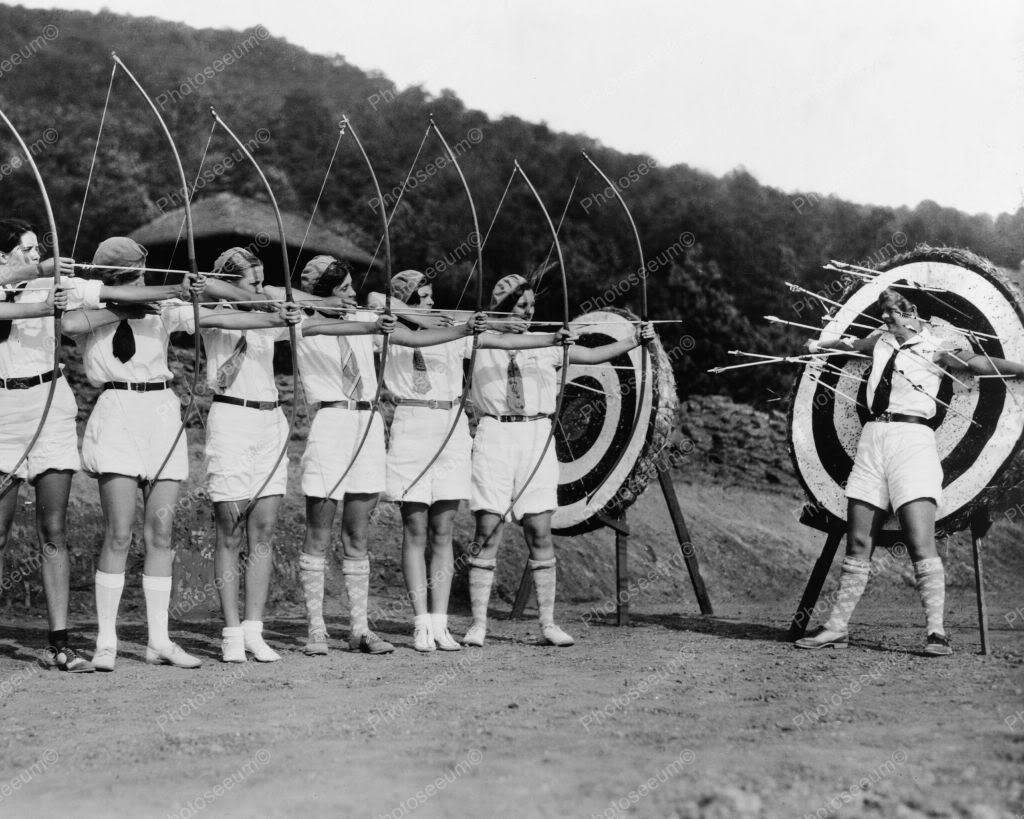 Ladies Shoot At Human Archery Target! 8x10 Reprint Of Old Photo ...