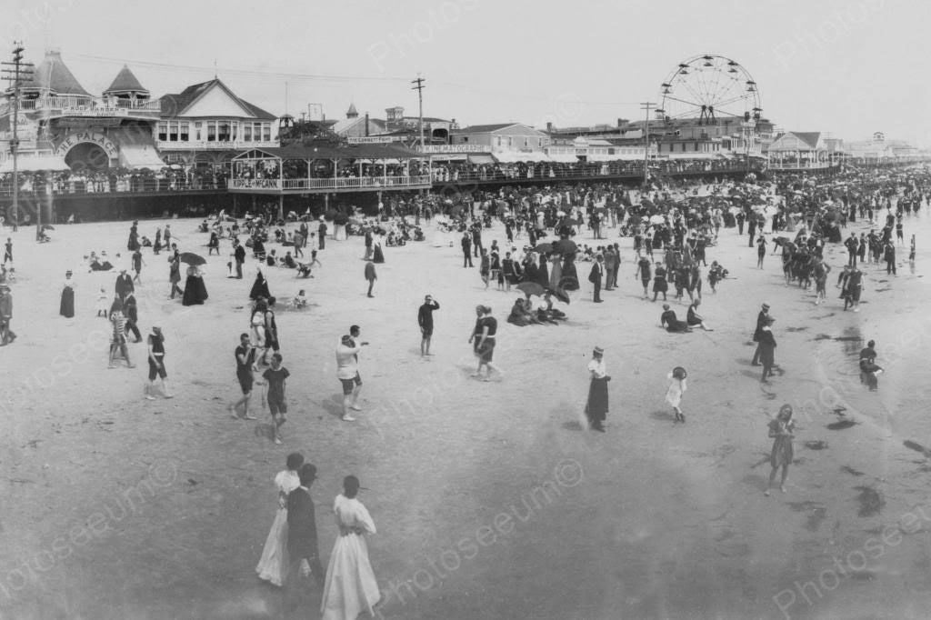 Atlantic City Beach Boardwalk Scene 4x6 Reprint Of 1900s Old Photo ...