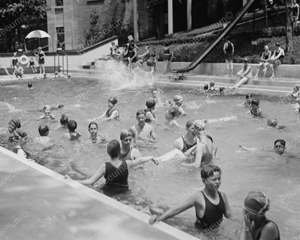 Swimming Pool Long Water Slide 1923 Vintage 8x10 Reprint Of Old Photo ...