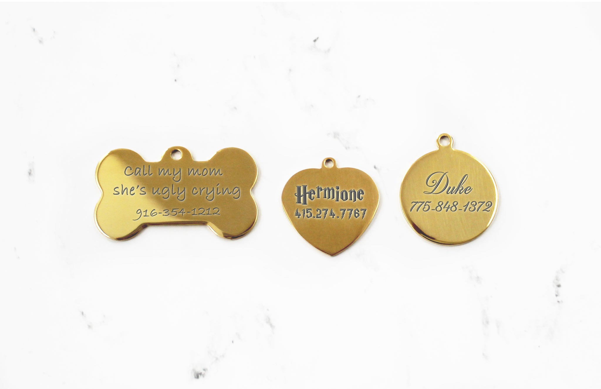 gold pet id tag