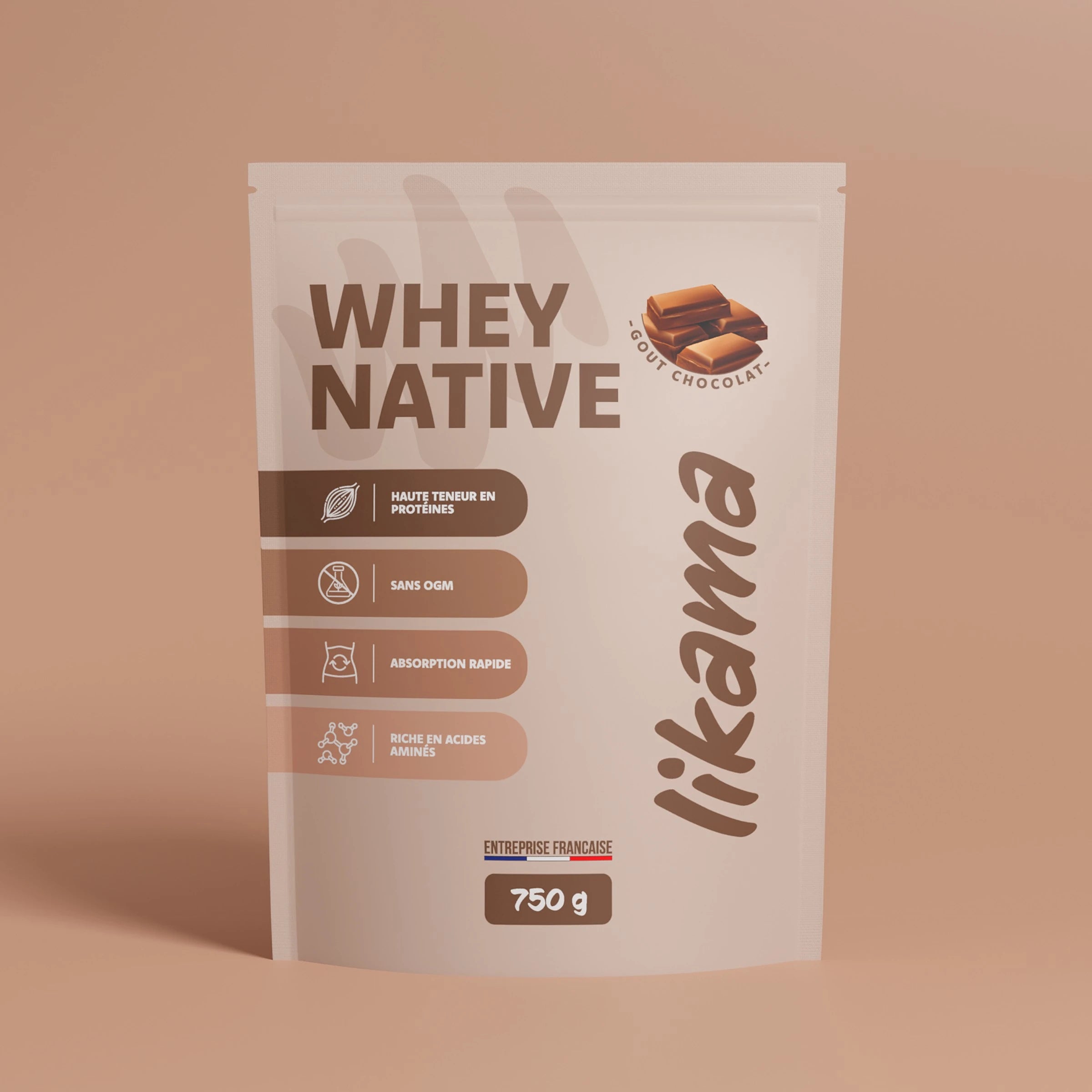 Whey native chocolat Likama – protéine naturelle pour sportifs