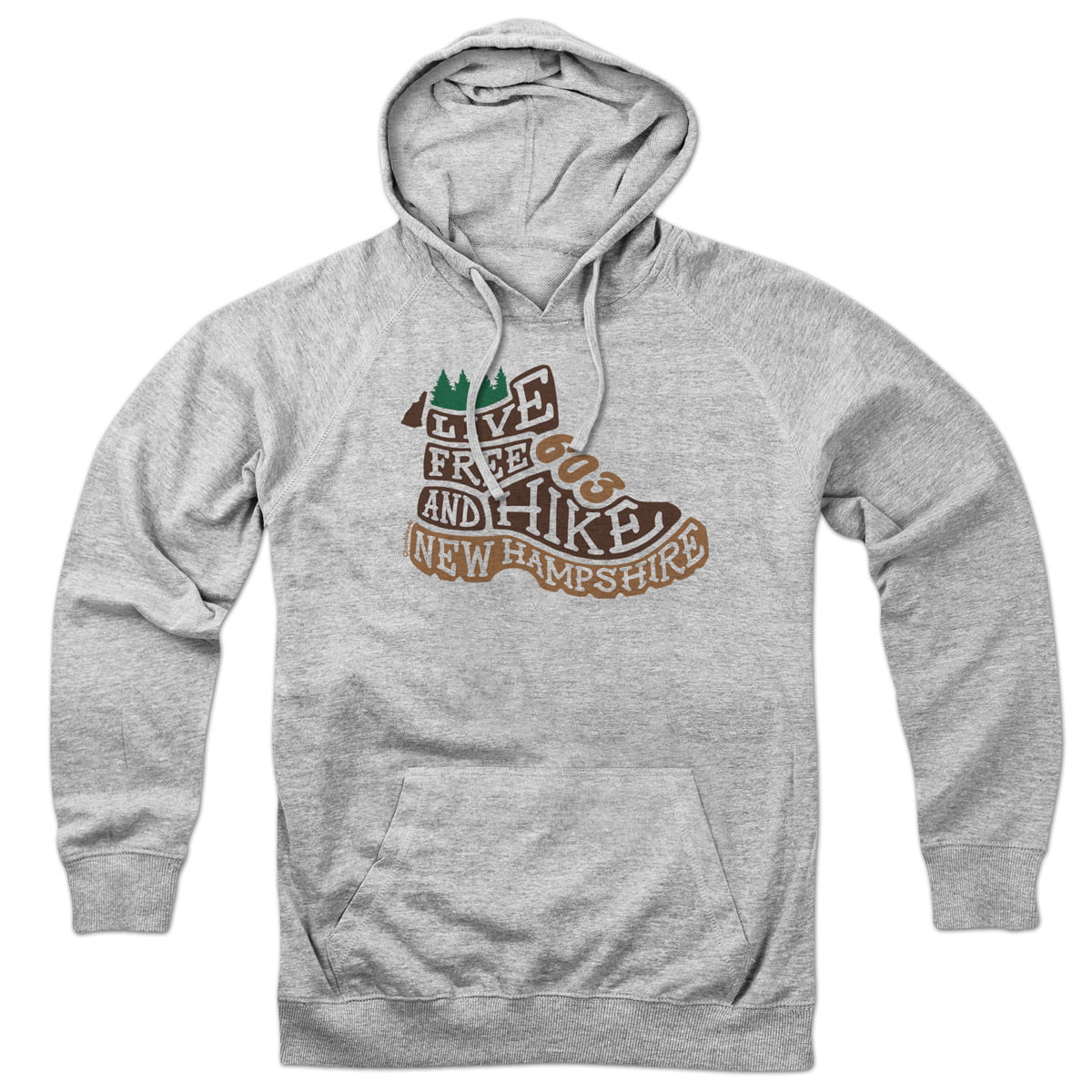 Live Free New Hampshire Hiking Boot Hoodie