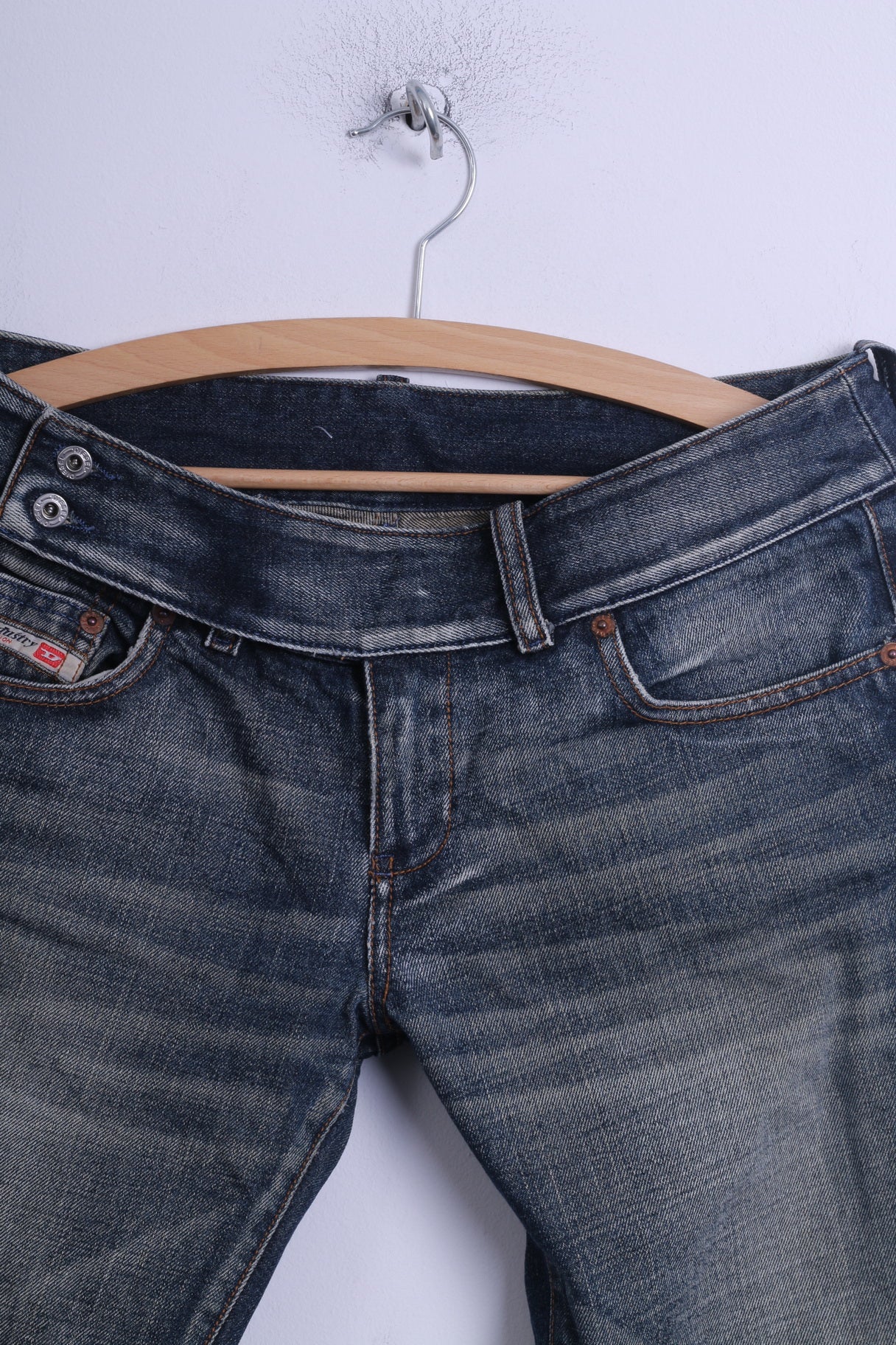 Diesel Industry Womens 31 Trousers Jeans Ble Denim Cotton Low Waist Retrospectclothes