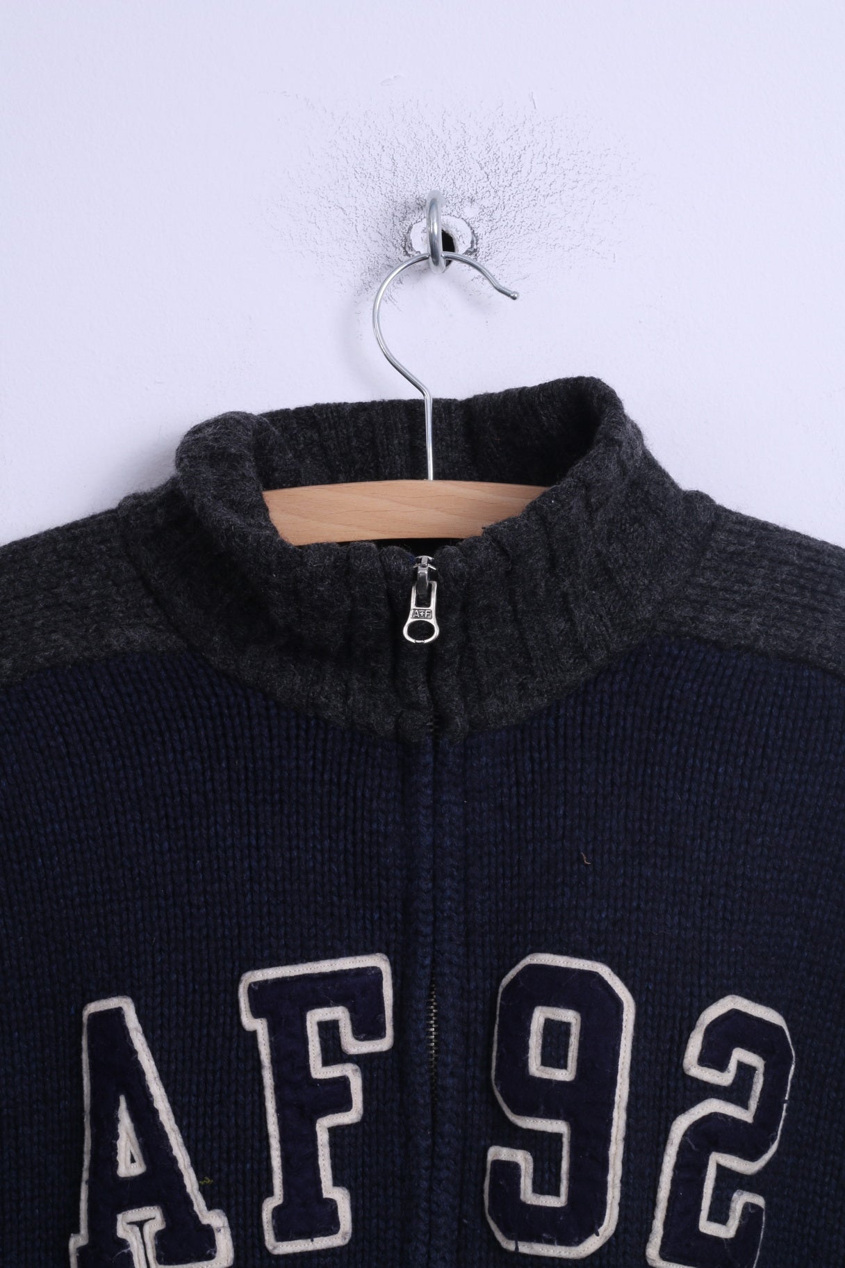 Abercrombie And Fitch Mens Xl Sweater Navy Zip Up Muscle Lambswool Af 92 Retrospectclothes