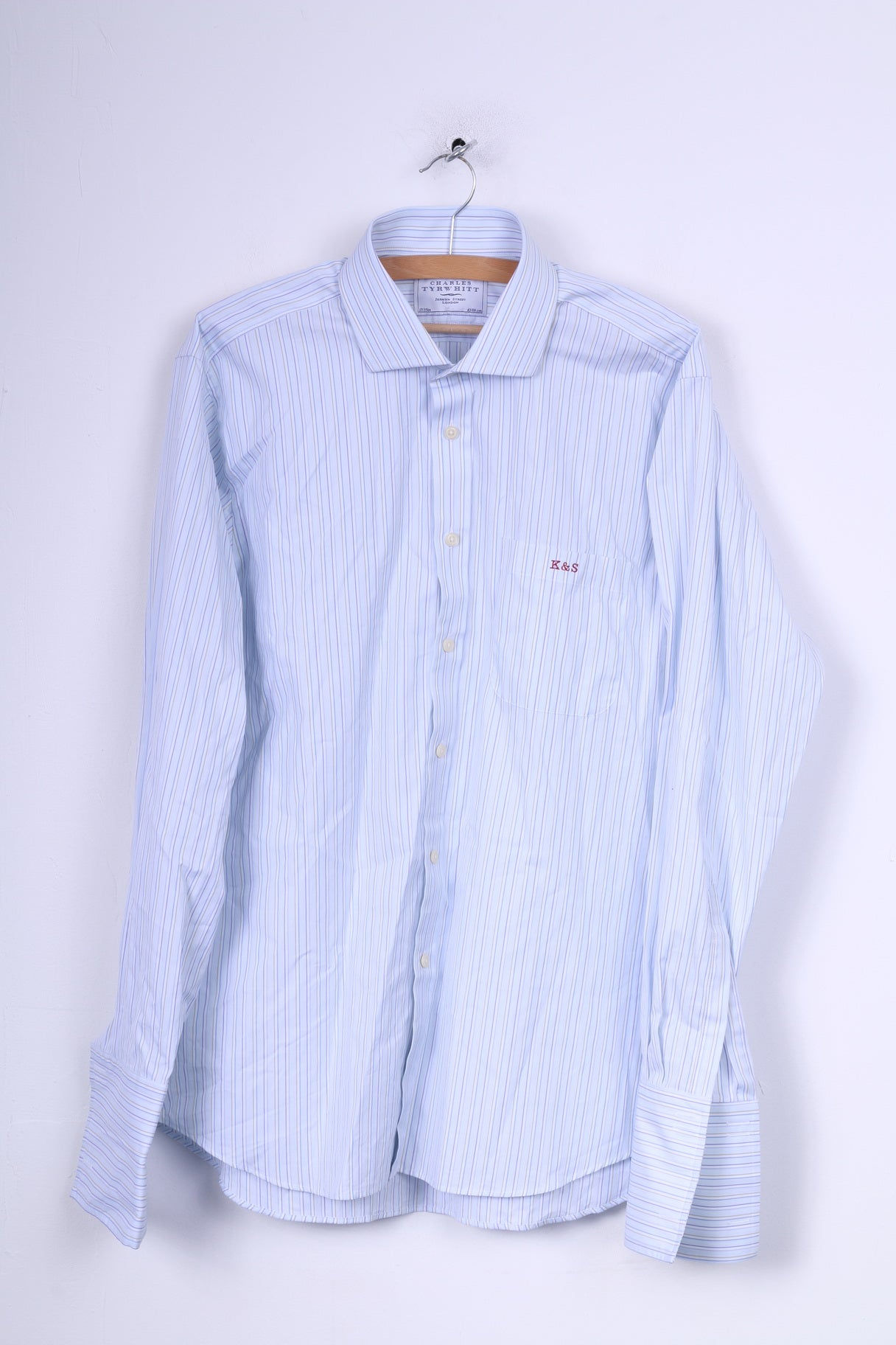 Charles Tyrwhitt Mens 17 43 Formal Shirt Slim Fit Striped Blue ...