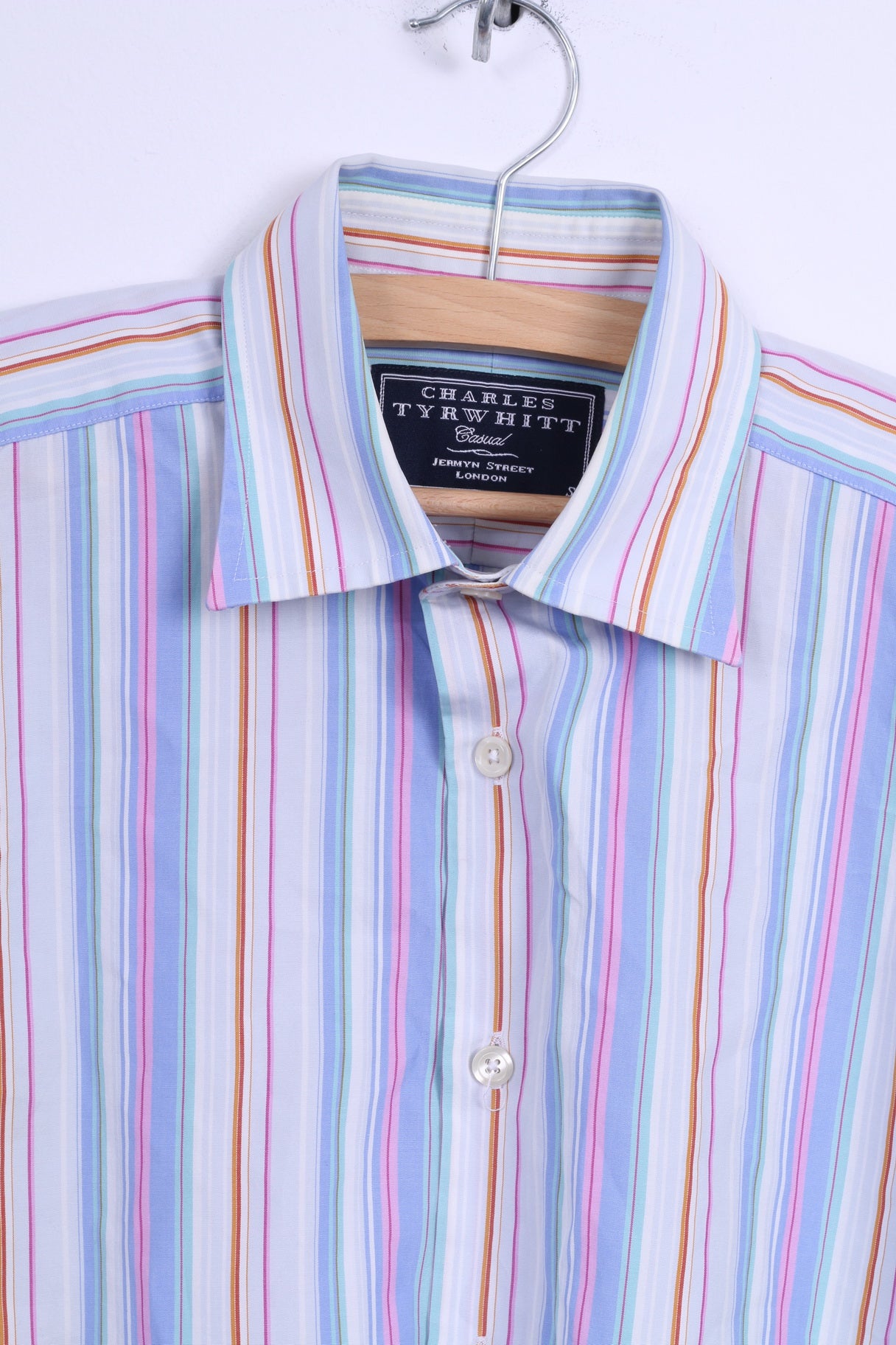Charles Tyrwhitt Mens S Casual Shirt Cotton Blue Striped Long Sleeve ...