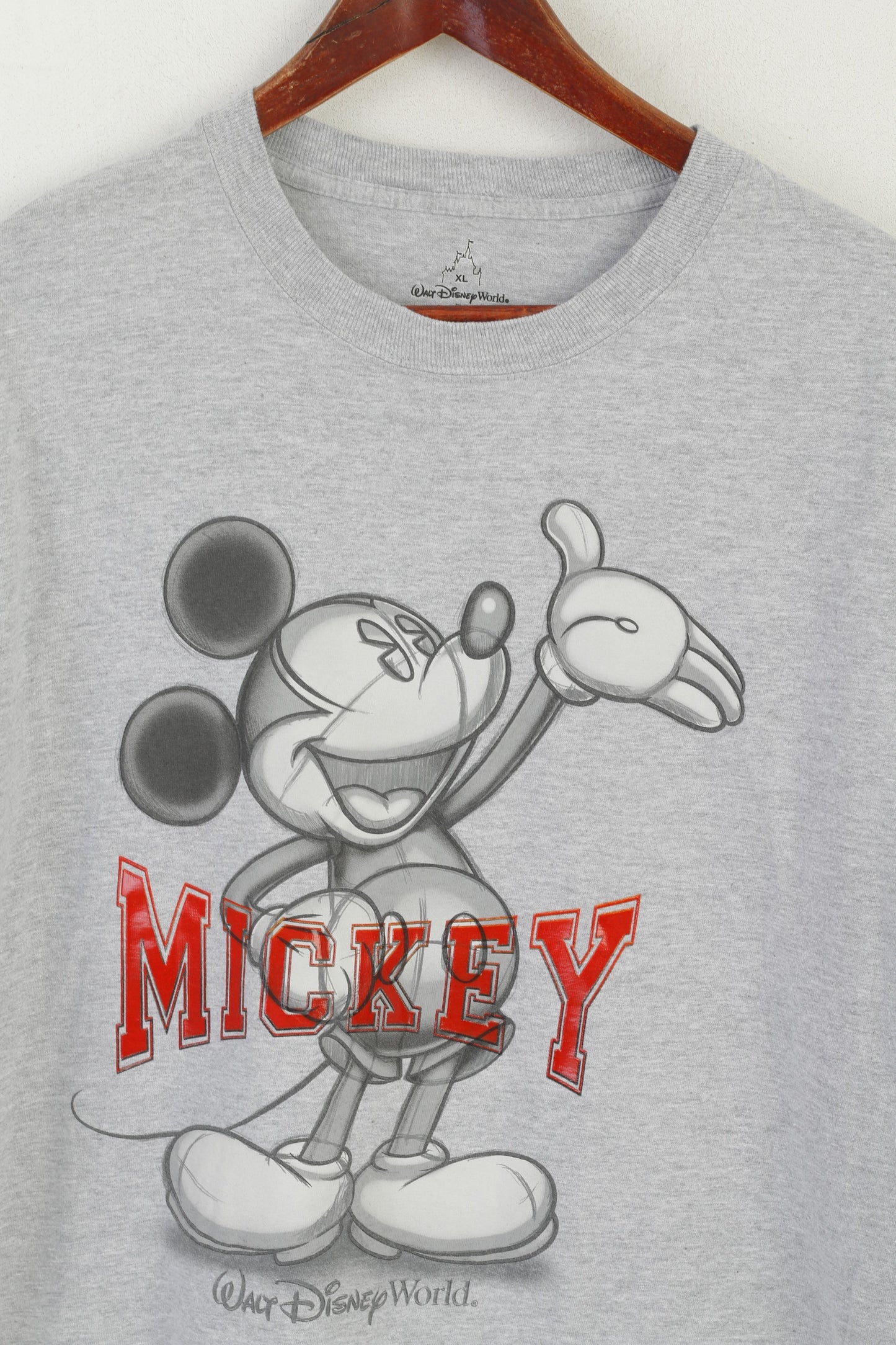 Walt Disney World By Hanes Men XL T- Shirt Gray Cotton Graphic Mickey Vintage Top