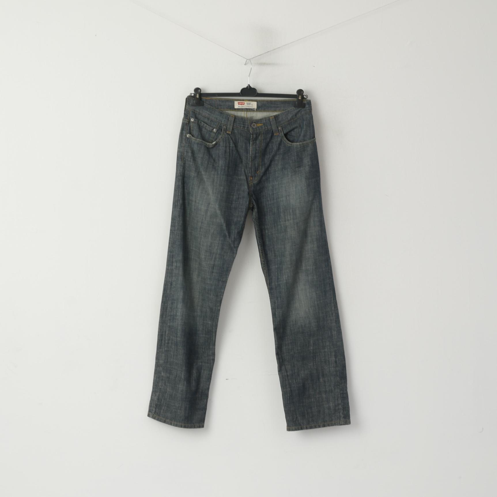 Levi's 559 Men 33 Jeans Trousers Navy Relaxed Straight Leg Denim Cotto –  RetrospectClothes