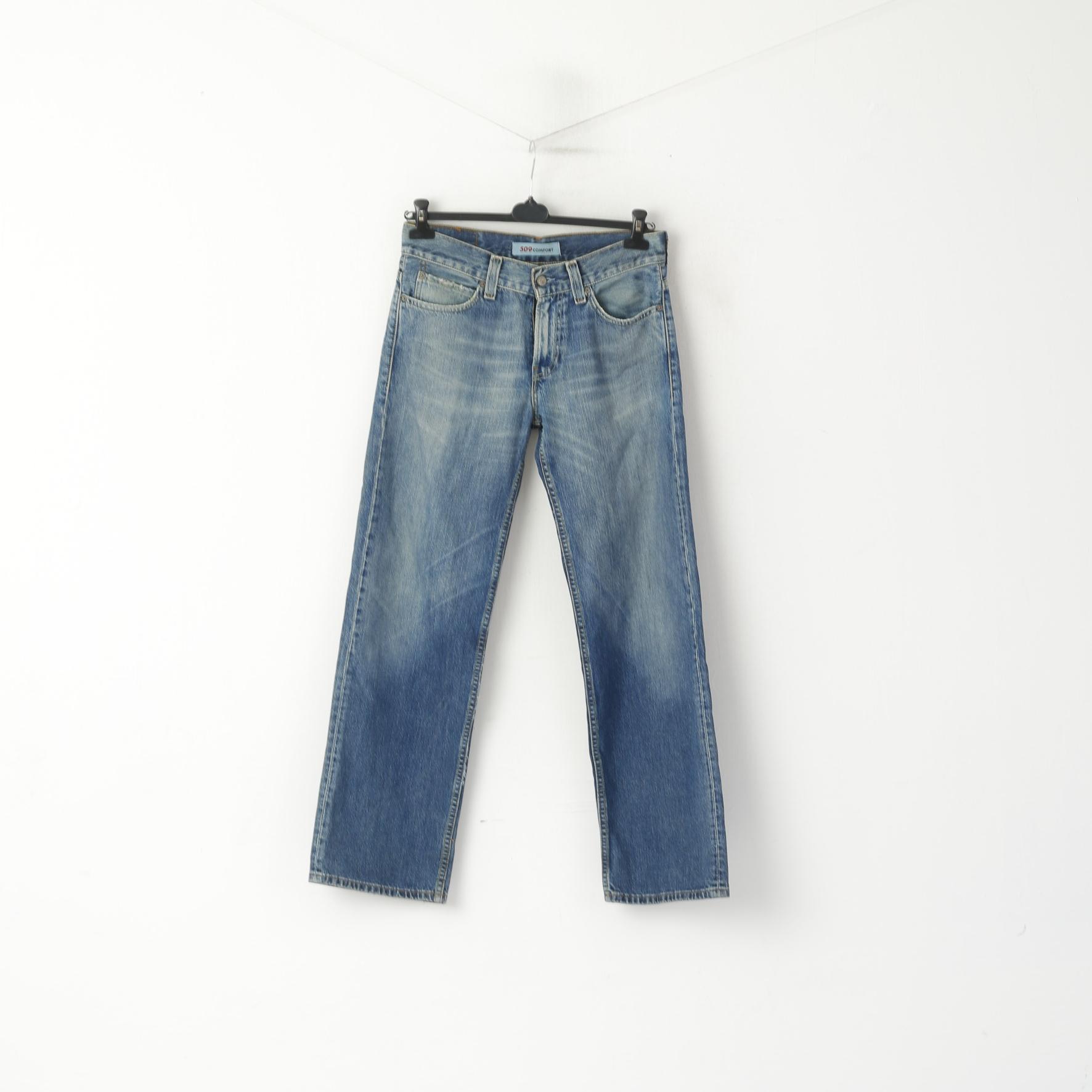 Levi's Men 31 Jeans Trousers Navy Denim Cotton 509 Comfort Straight Le –  RetrospectClothes
