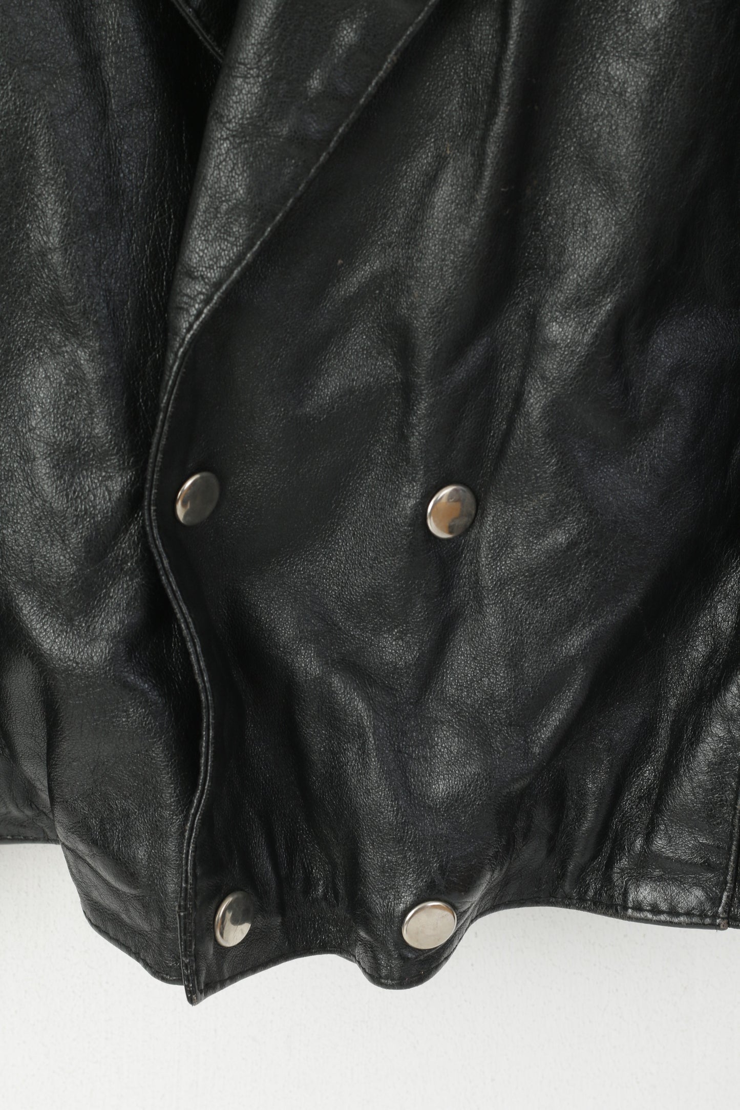 Stephano Women XL Jacket Black Leather Bomber Padded Western Vintage 90s Top