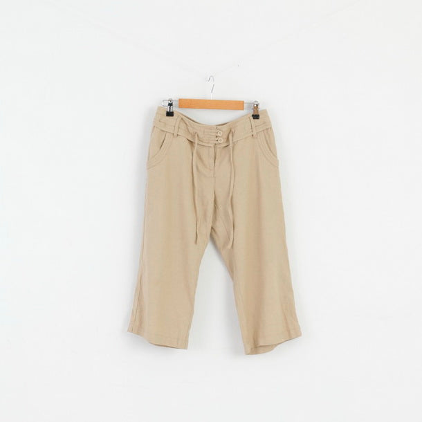 Next Petite Womens 36 8 S Capri Pants Beige Linen Blend Summer Trouser ...