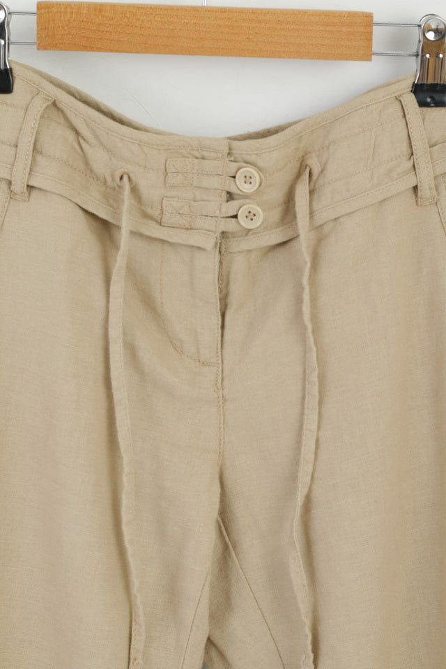 Next Petite Womens 36 8 S Capri Pants Beige Linen Blend Summer Trouser ...