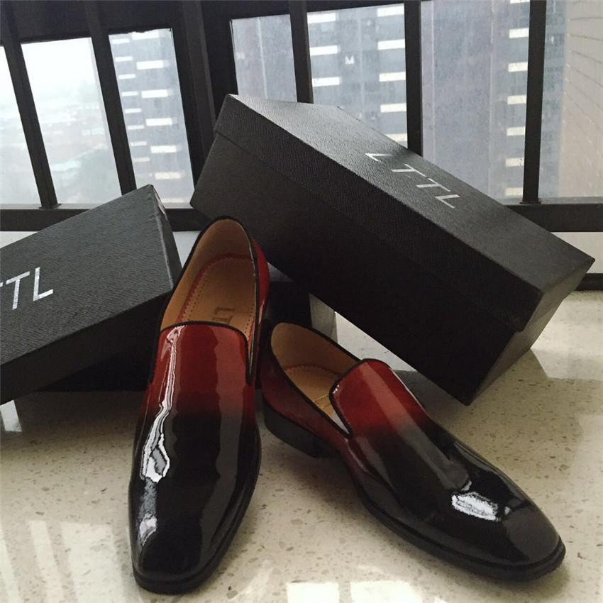 mens black and red loafers