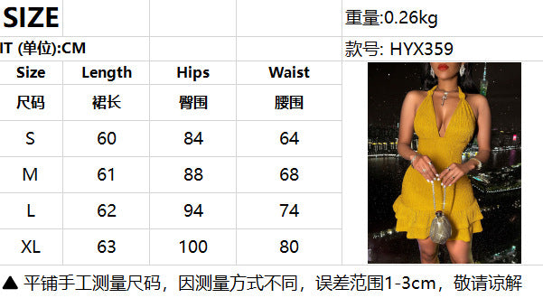 Women's Summer Halter Bodycon Mini Dress Sexy Deep V Ruffle Party Cocktail Cami Dresses - Seldom Seen Styles