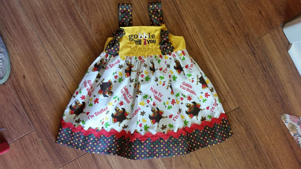 SALE Thanksgiving Gobble Till You Wobble Knot Dress RTS Last One