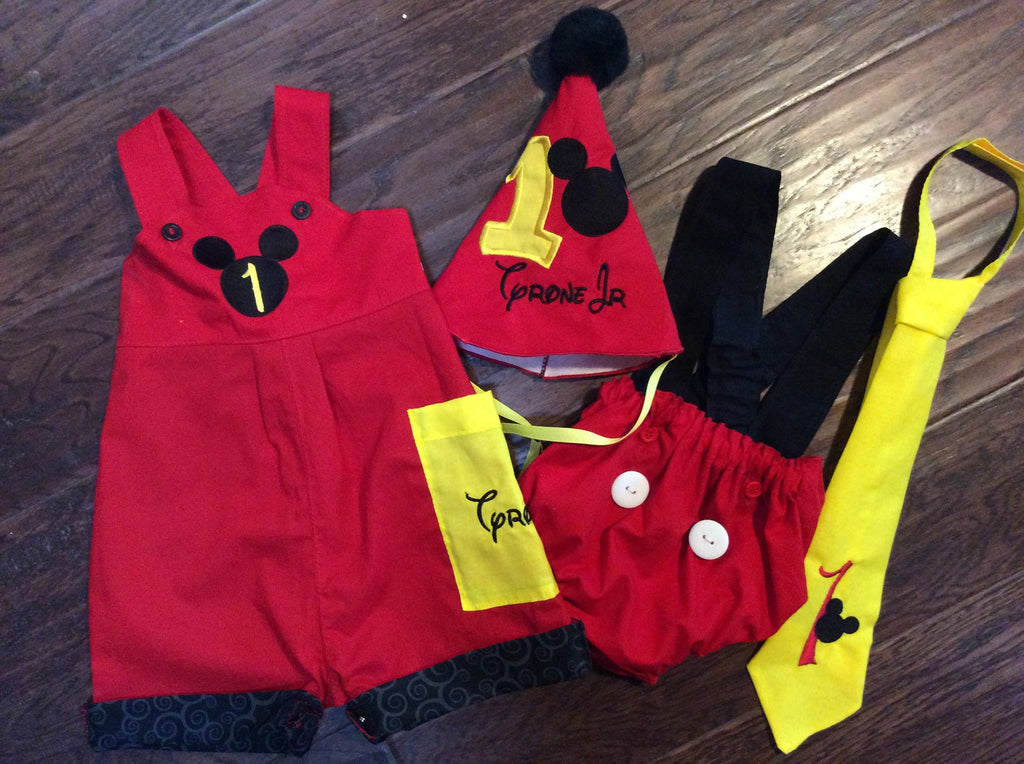 Mickey Mouse 1st Birthday Smash Cake Outfit And Shortalls