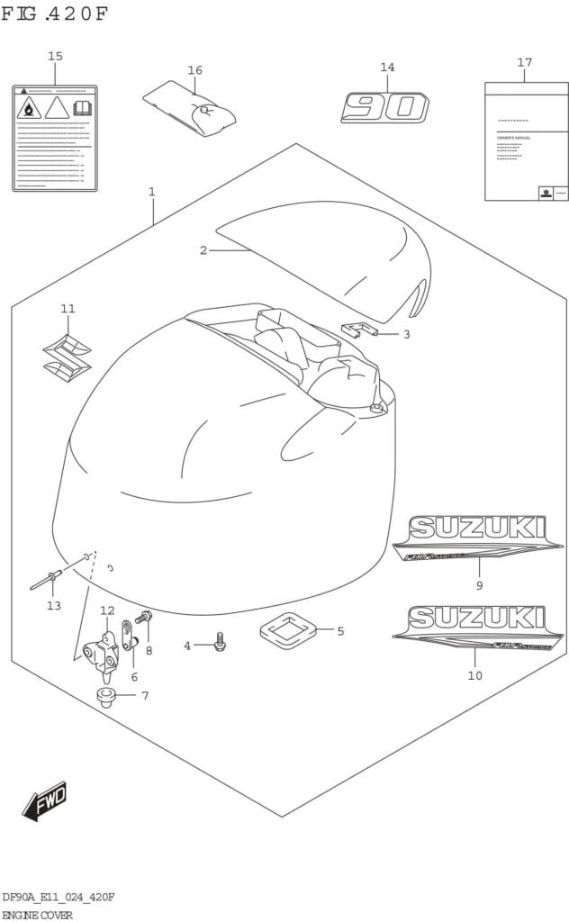 Suzuki 2024 DF 90 DF 90AT-440001~ Engine Cover (DF90A DF90ATH) Diagram