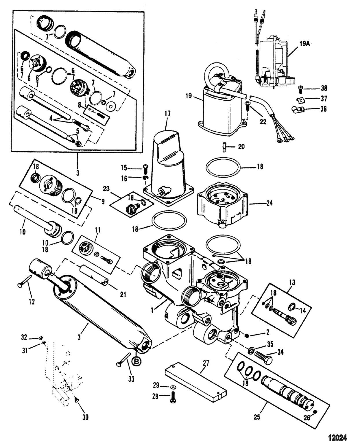 Mercury 105 JET POWER TRIM COMPONENTS Diagram