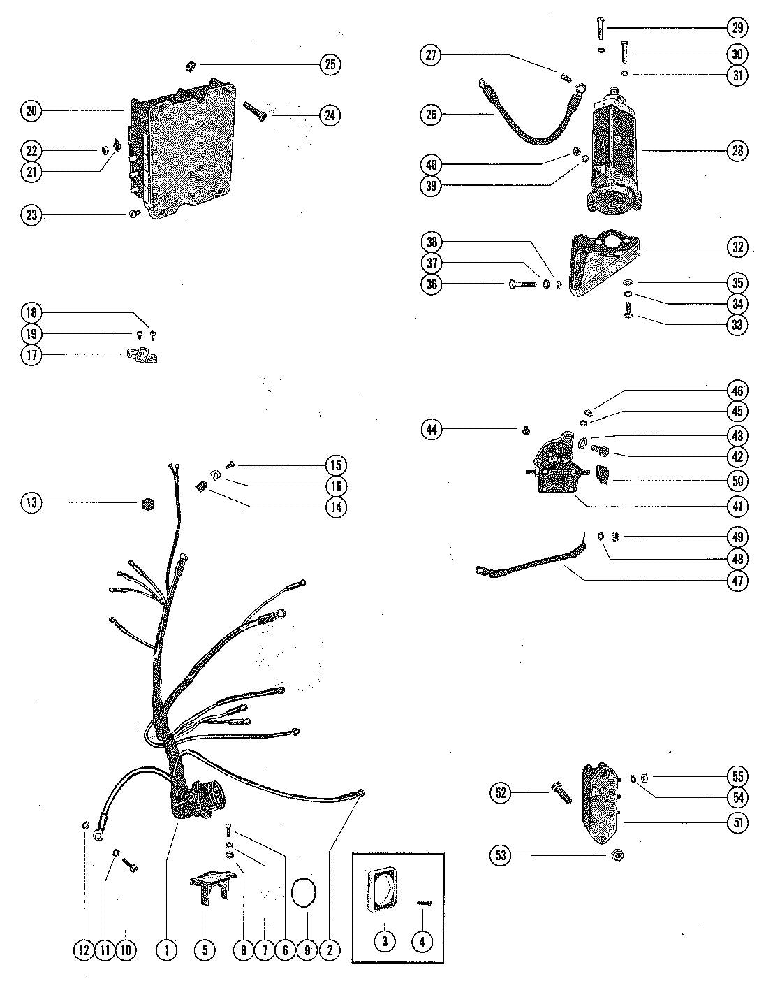 Mercury 1250 STARTER MOTOR, STARTER SOLENOID, RECTIFIER AND WIRING HARNES Diagram