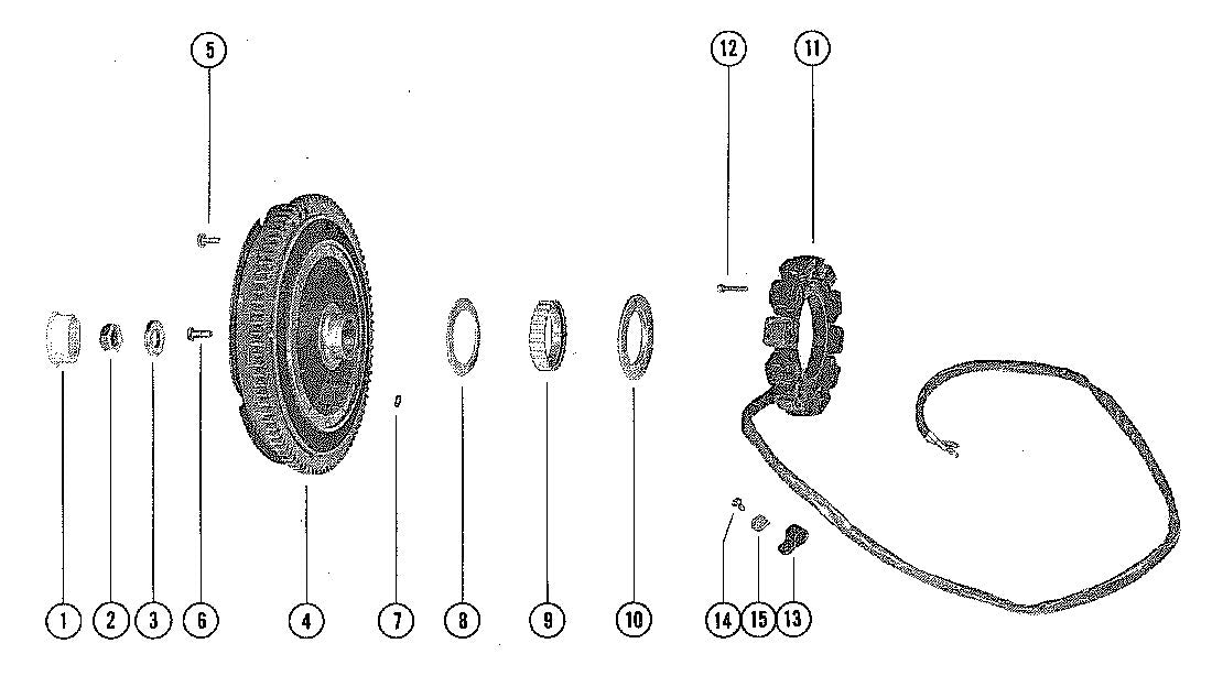 Mercury 1400, 140 FLYWHEEL ASSEMBLY AND STATOR Diagram