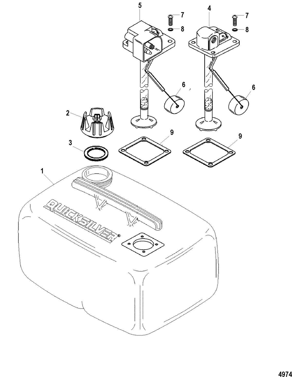 Mercury 15 SEA PRO Fuel Tank Assembly(6.6 Gallon) Diagram