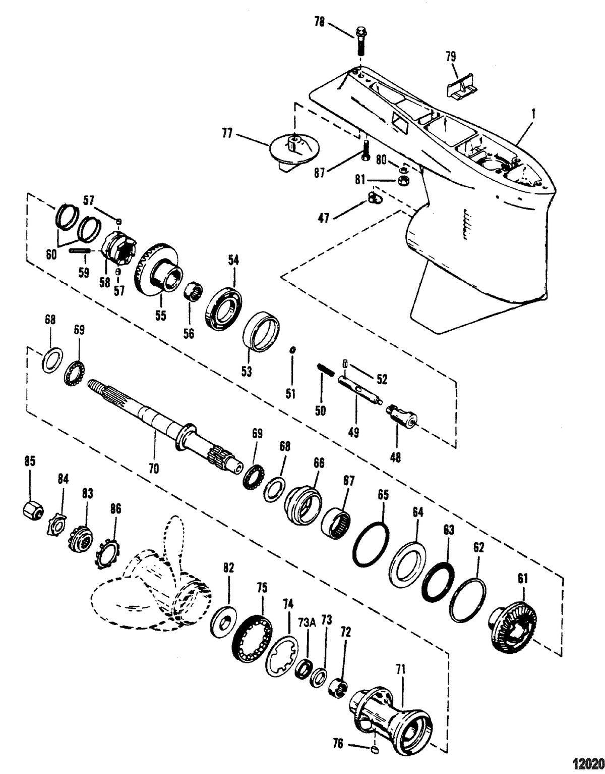 Mercury V-200XRI (EFI) GEAR HOUSING(PROPSHAFT) - COUNTER ROTATION Diagram