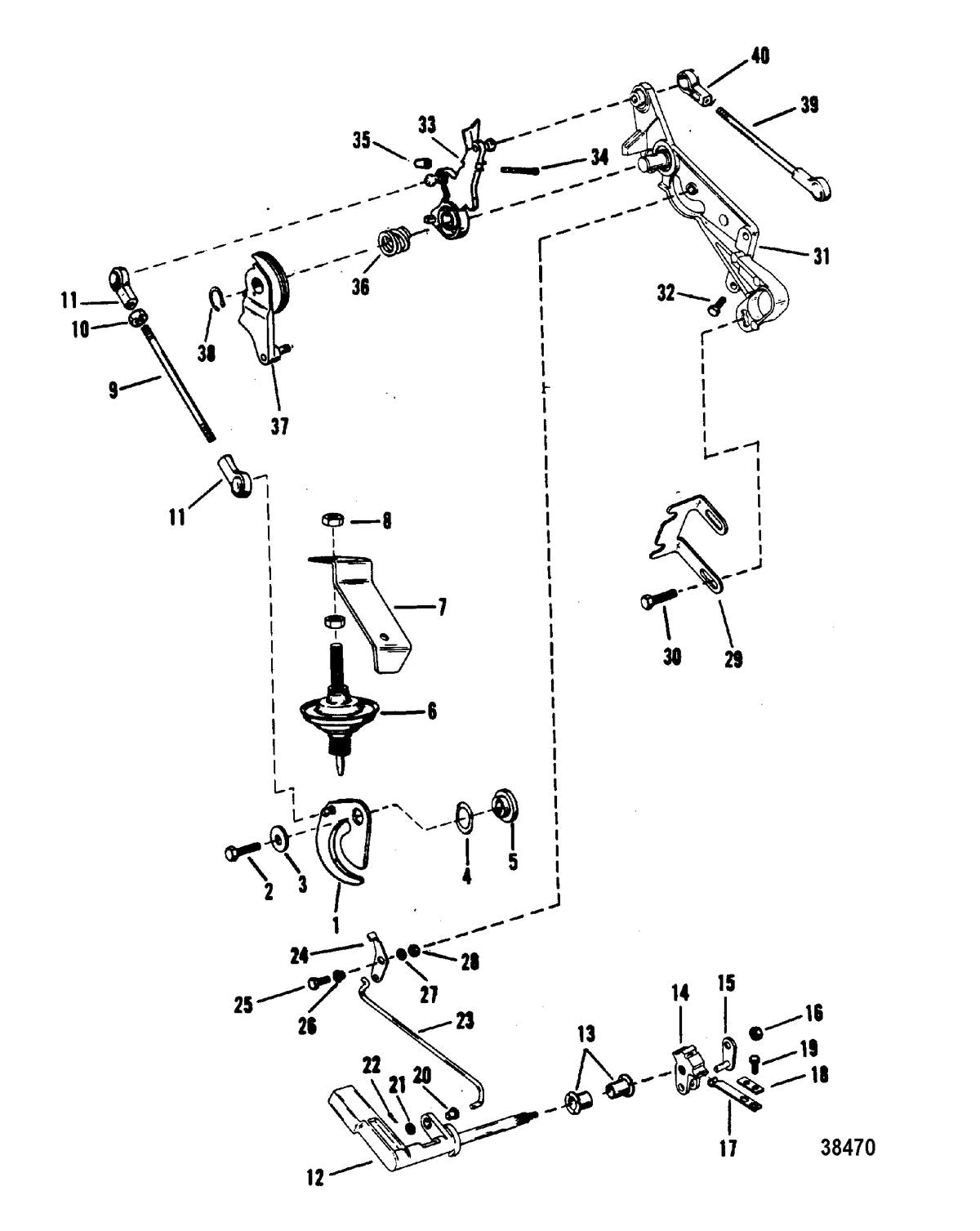 Mercury 20XD (2 CYL.) THROTTLE AND SHIFT LINKAGE(MARINER)(MANUAL) Diagram
