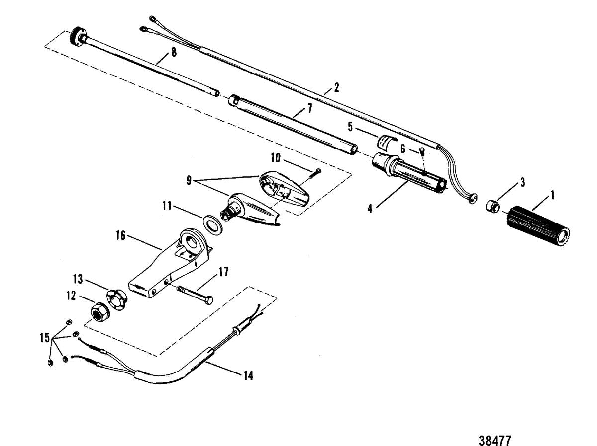 Mercury 20XD (2 CYL.) STEERING HANDLE ASSEMBLY(MERCURY) (MANUAL) Diagram