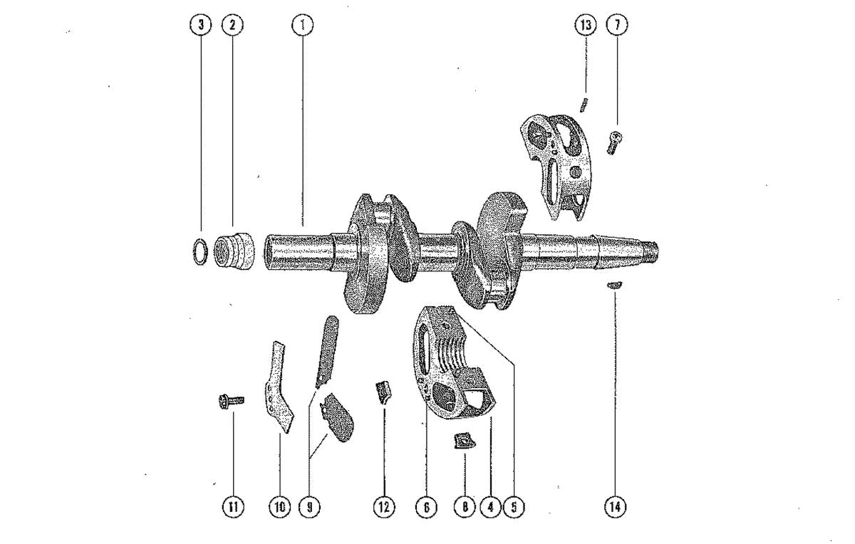 Mercury 200 CRANKSHAFT AND CENTER MAIN BEARING ASSEMBLY Diagram
