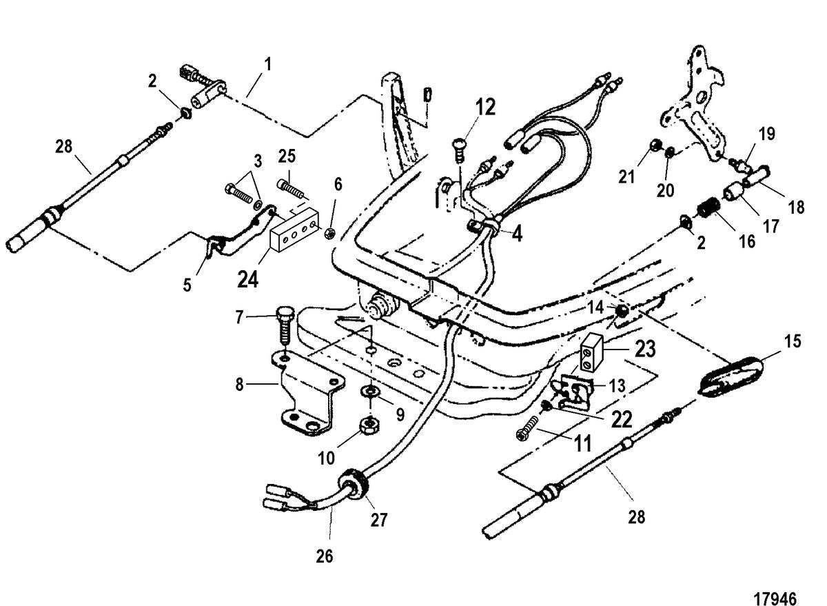 Mercury 25 (2 CYL.)(2-STROKE)(International) Remote Control Attaching Kit Diagram