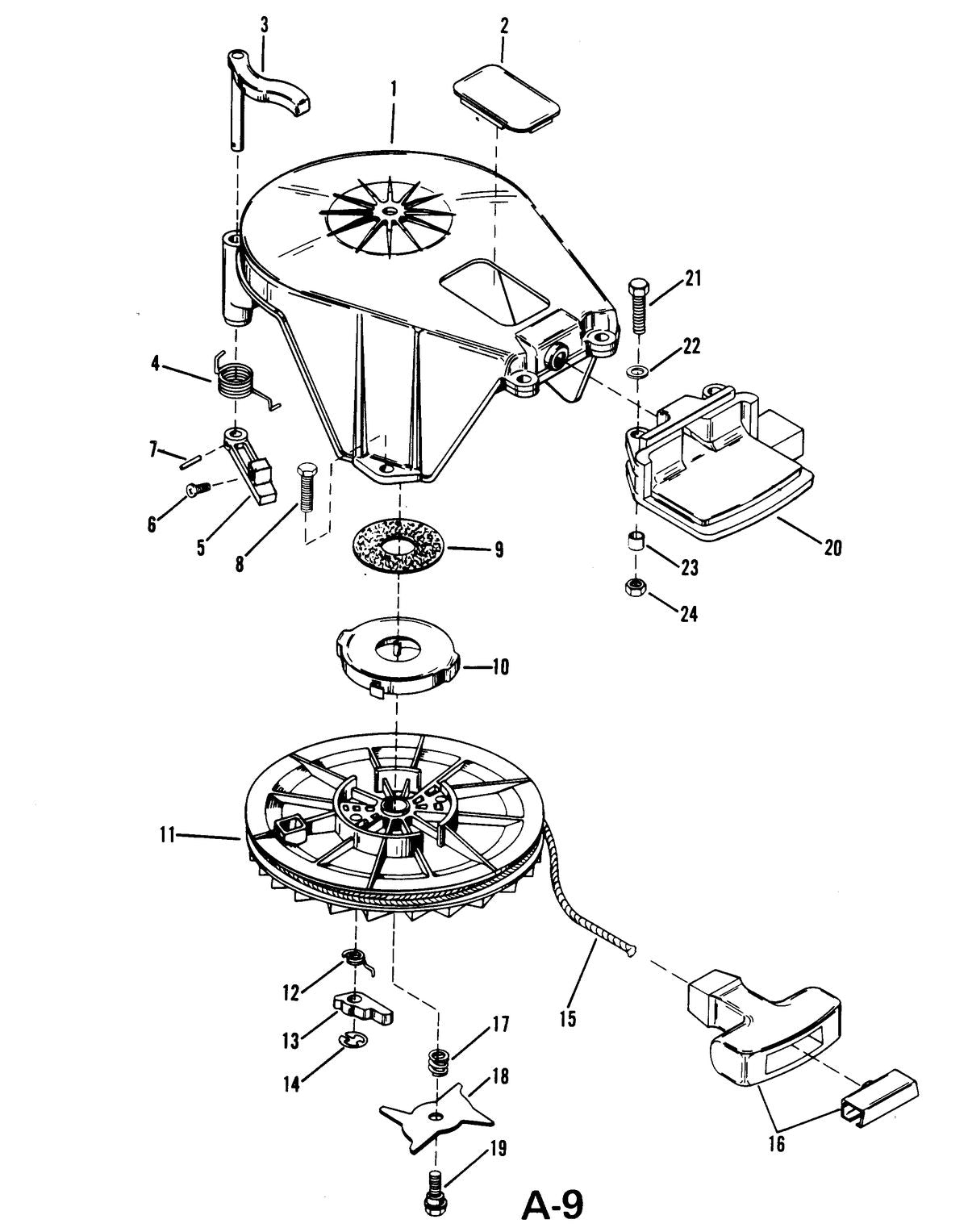 Mercury 25 STARTER ASSEMBLY (MANUAL) Diagram