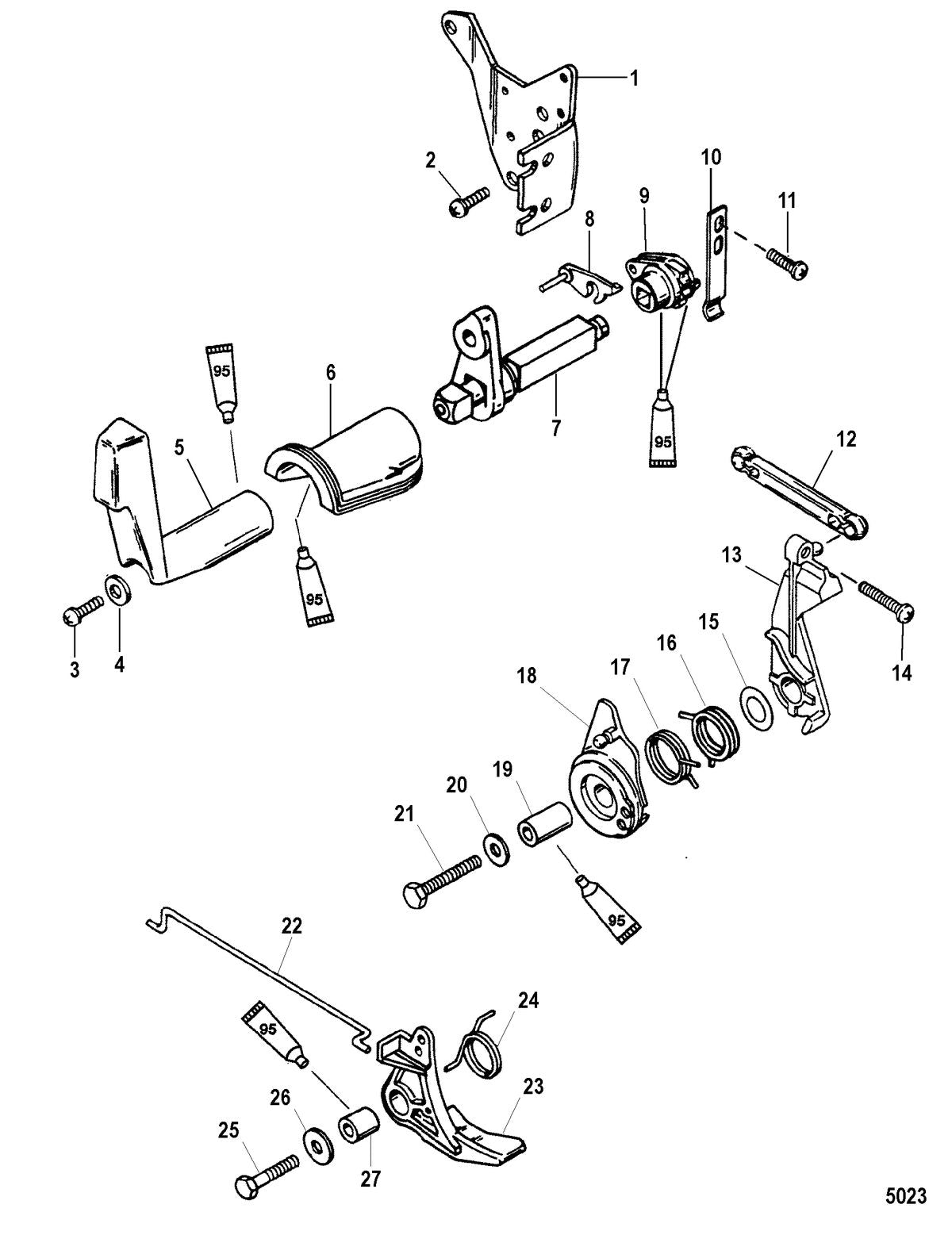 Mercury XR10 Throttle and Shift Linkage(Side Shift) Diagram