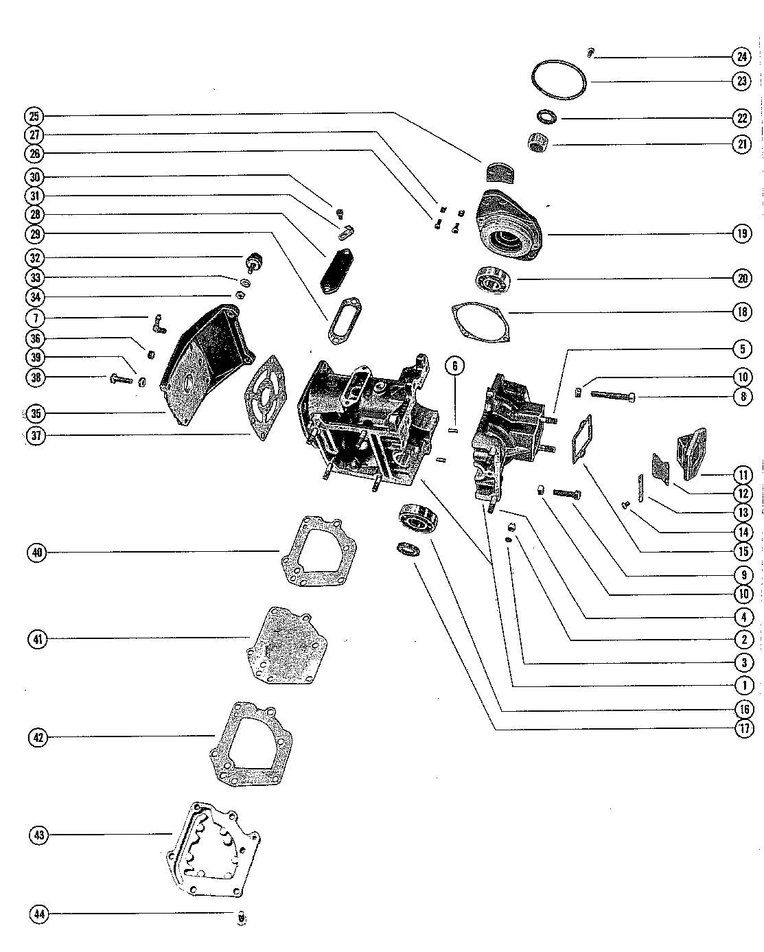 Mercury 40 (1 CYL.) CYLINDER BLOCK AND CRANKCASE ASSEMBLY Diagram