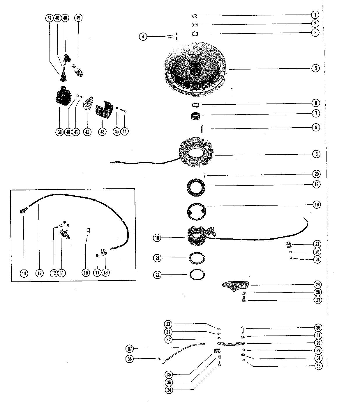 Mercury 40 (1 CYL.) FLYWHEEL,STATOR AND IGNITION COIL (40) Diagram