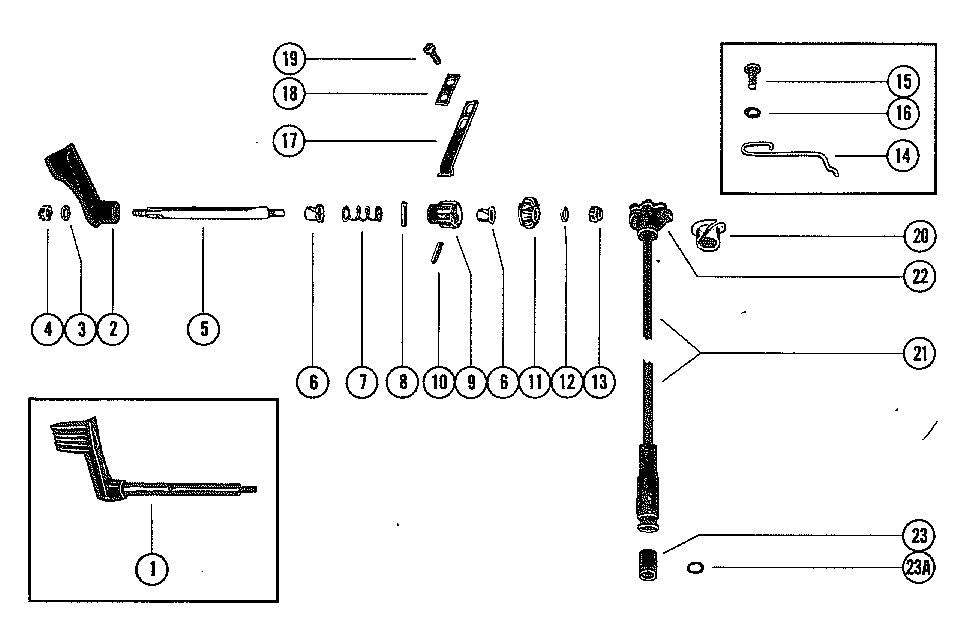 Mercury 40 (1 CYL.) SHIFT CONTROL LINKAGE (39) Diagram