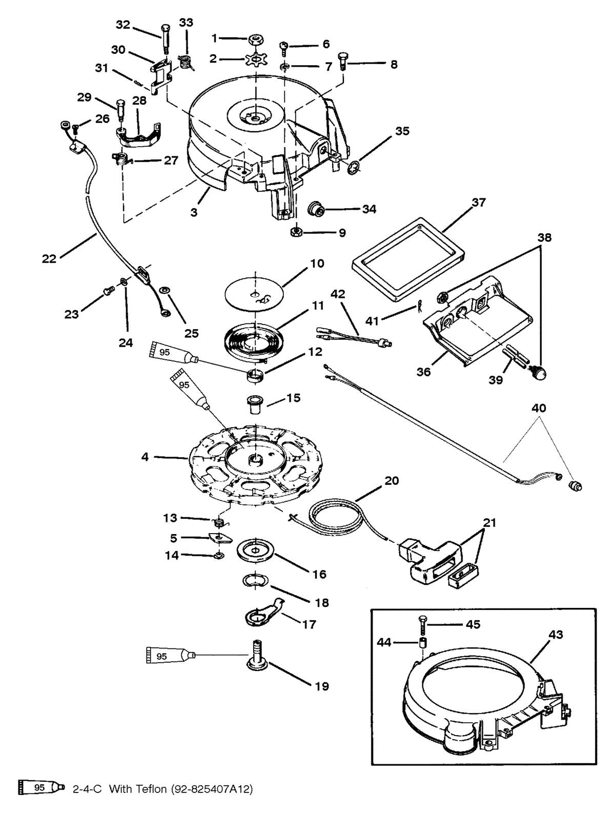 Mercury 40 (4 CYL.) STARTER REWIND Diagram