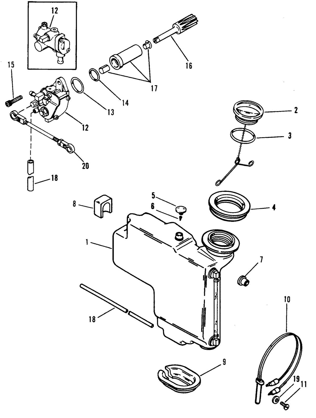 Mercury 45 JET OIL INJECTION COMPONENTS Diagram