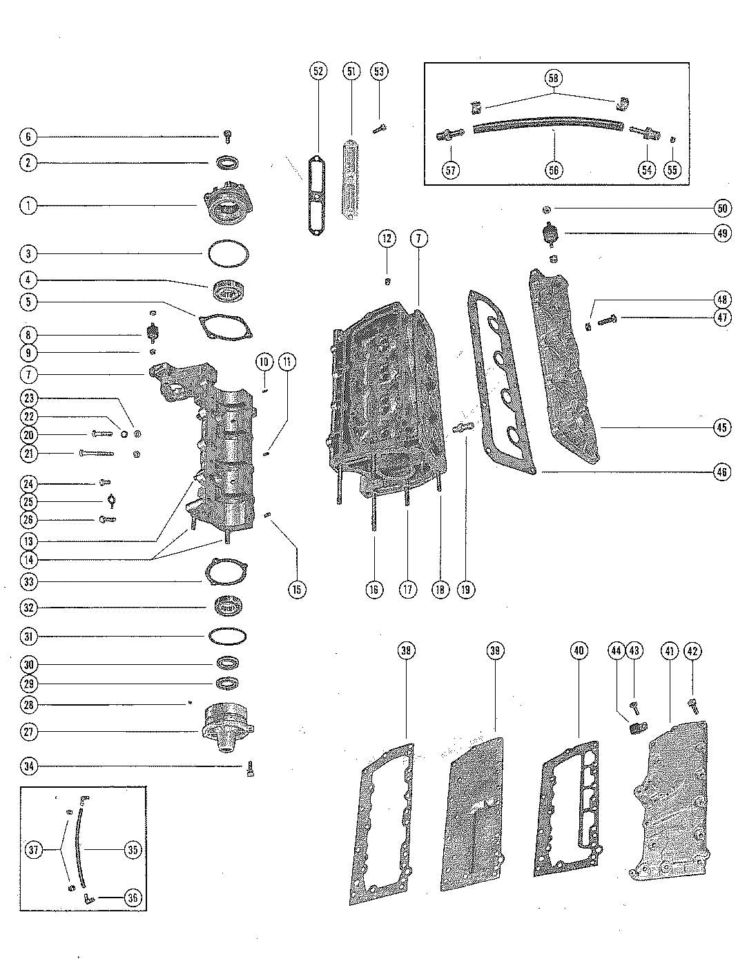 Mercury 500 CYLINDER BLOCK AND CRANKCASE ASSEMBLY Diagram