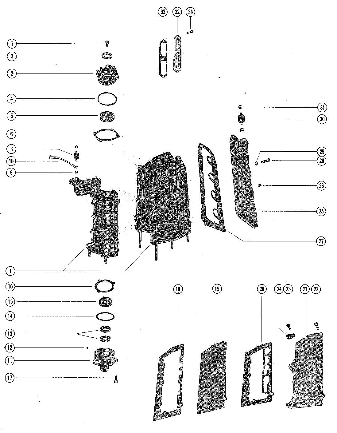 Mercury 500 END CAPS, MANIFOLD AND EXHAUST COVERS Diagram