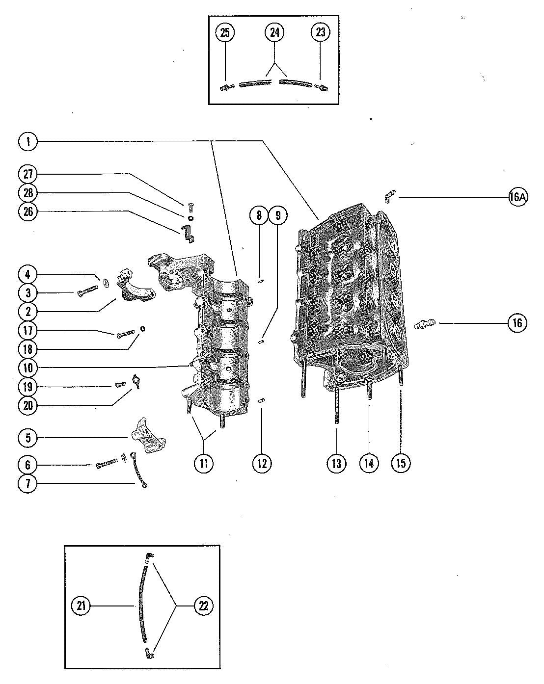 Mercury 500, 50 CYLINDER BLOCK AND CRANKCASE ASSEMBLY Diagram