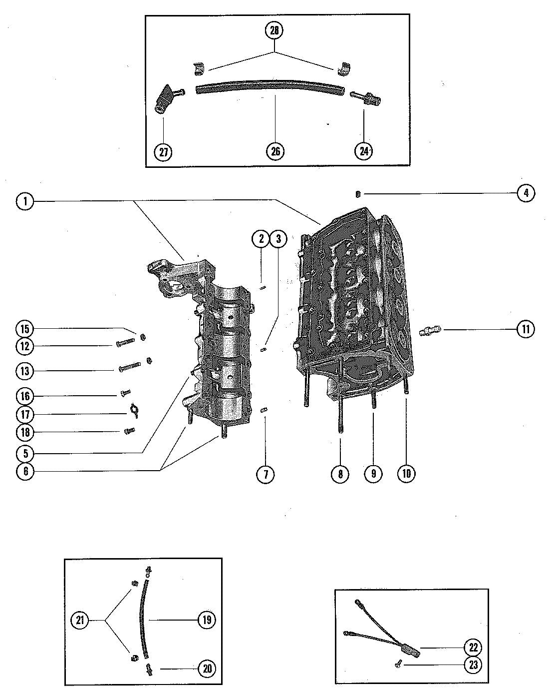 Mercury 500 CYLINDER BLOCK AND CRANKCASE ASSEMBLY Diagram