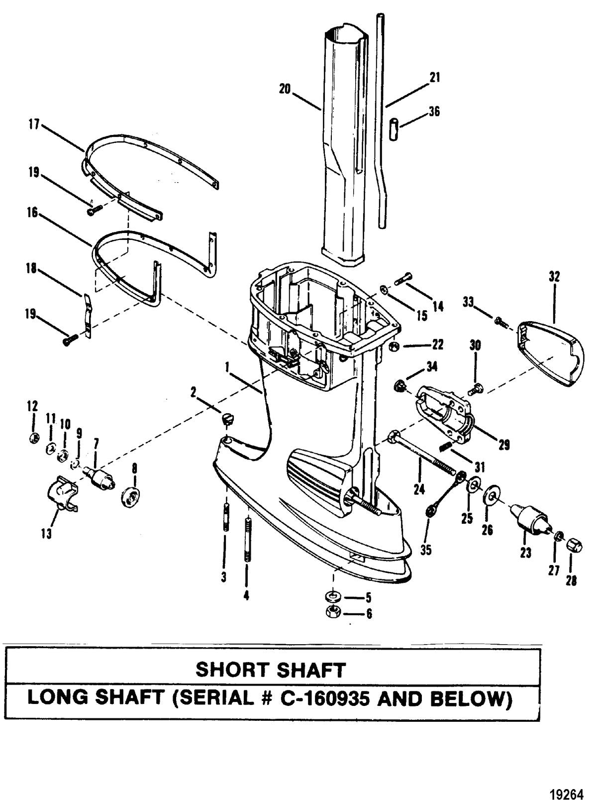 Mercury 50 (3 CYL.) Driveshaft Housing(Short)(Long S/N-0C160935 and Below) Diagram