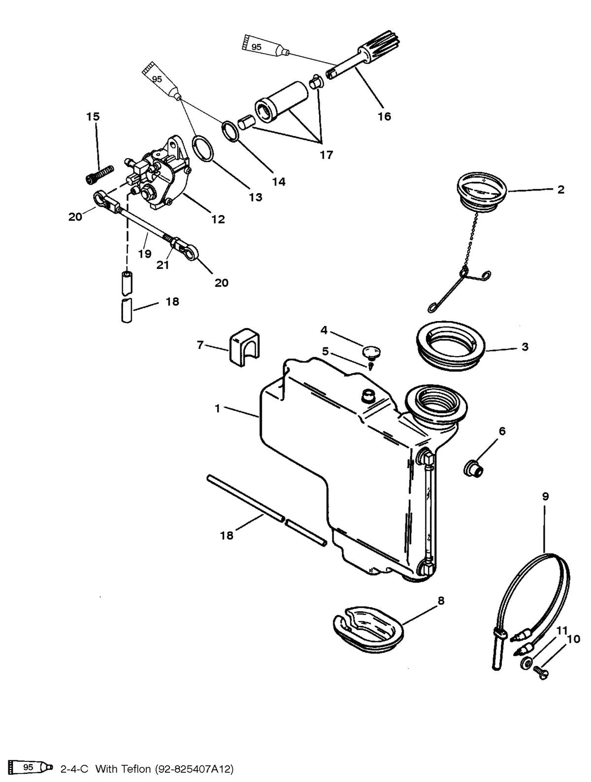 Mercury 55 (3 CYL.) OIL INJECTION COMPONENTS Diagram